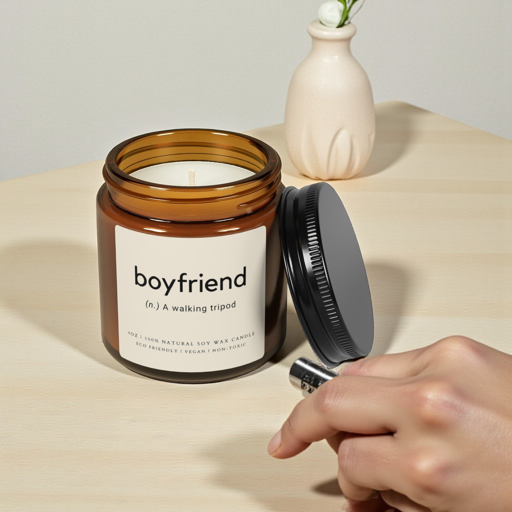 Boyfriend Scented Soy Wax Vegan Jar Candle; 4oz/9oz