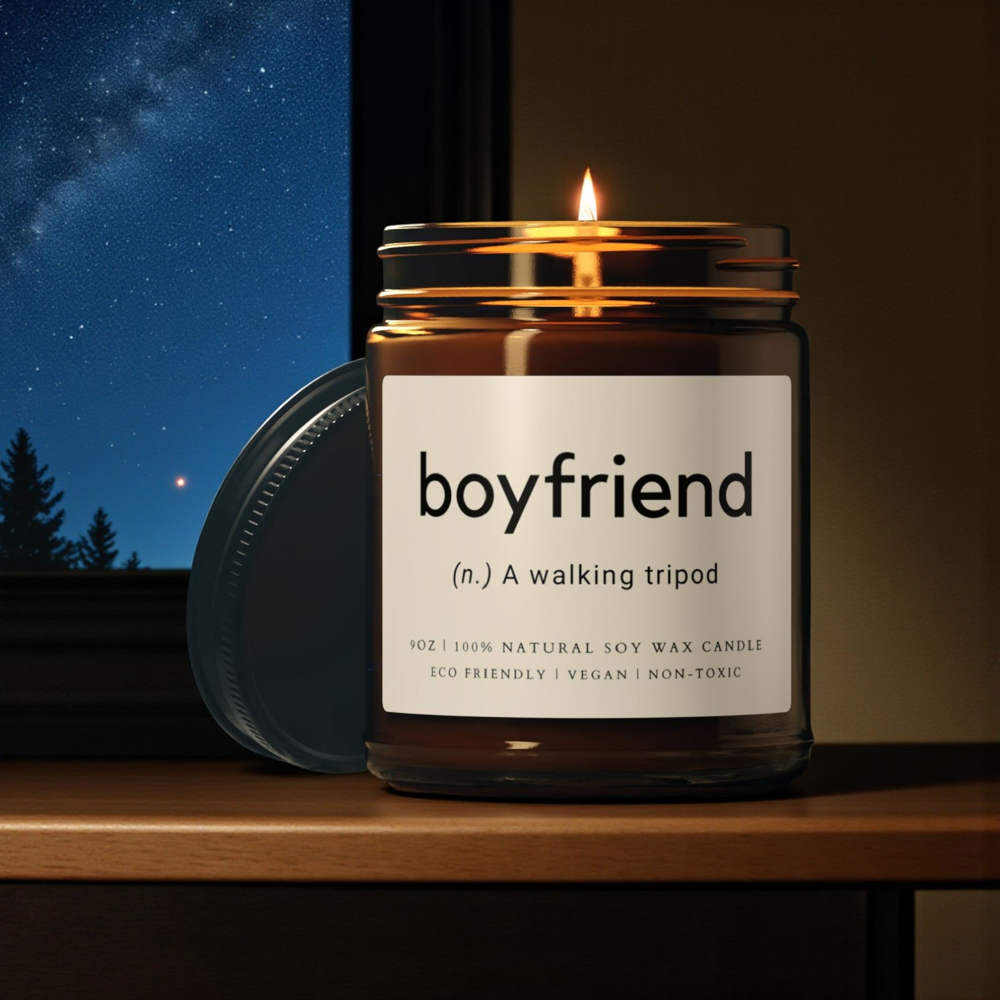 Boyfriend Scented Soy Wax Vegan Jar Candle; 4oz/9oz