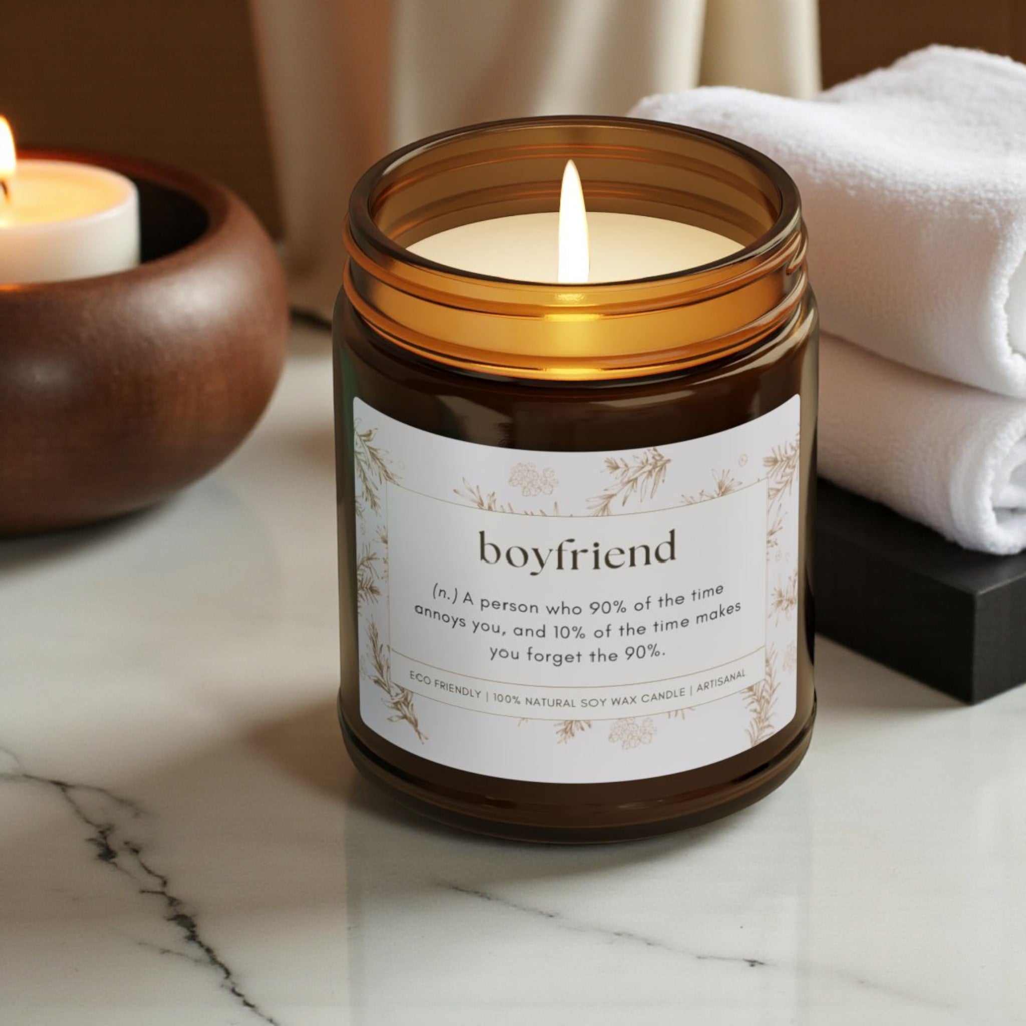Boyfriend Scented Soy Wax Vegan Jar Candle; 4oz/9oz