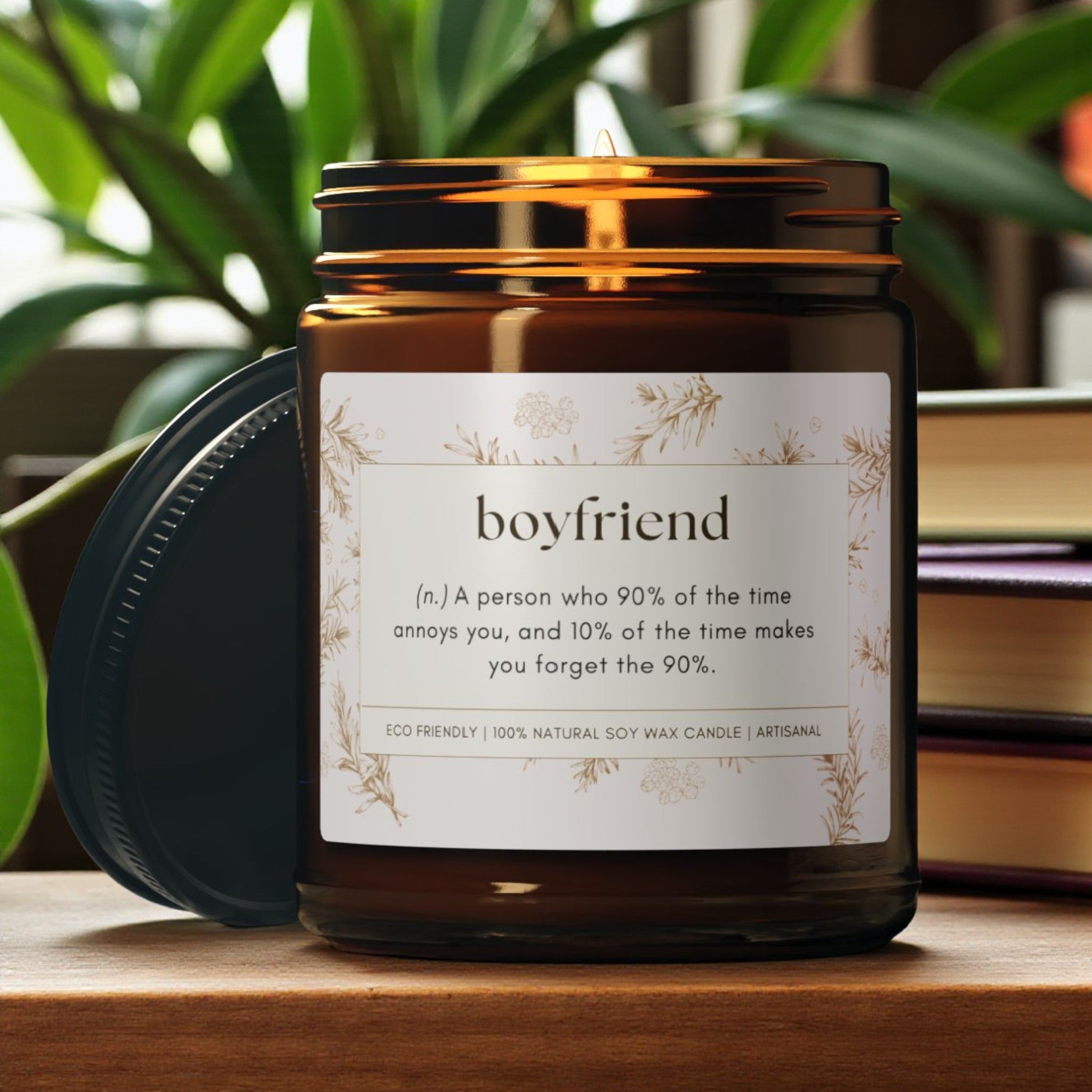 Boyfriend Scented Soy Wax Vegan Jar Candle; 4oz/9oz