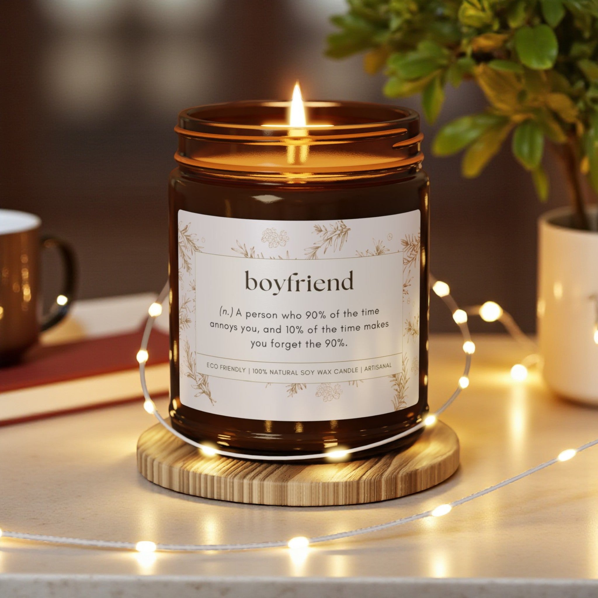 Boyfriend Scented Soy Wax Vegan Jar Candle; 4oz/9oz