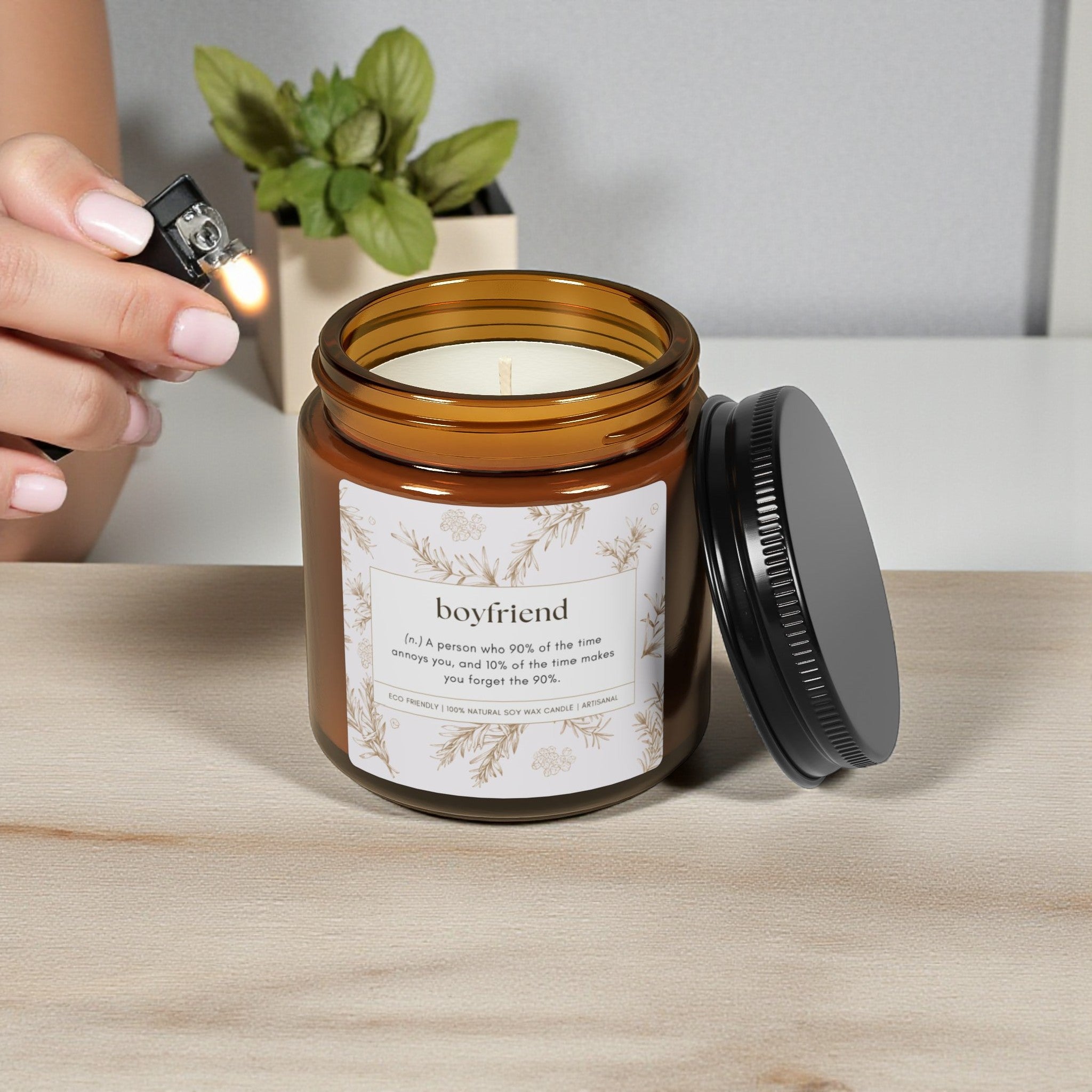 Boyfriend Scented Soy Wax Vegan Jar Candle; 4oz/9oz