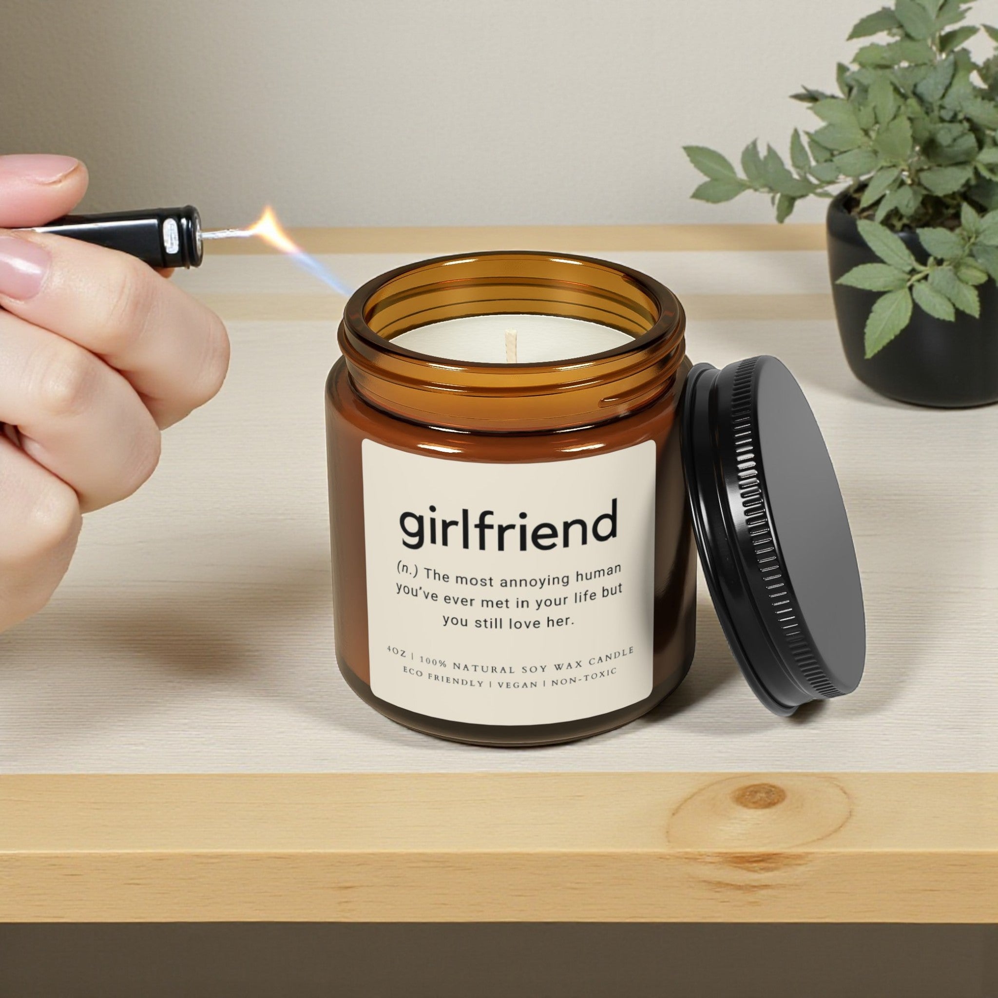 Girlfriend Scented Soy Wax Vegan Candle; 4oz/9oz