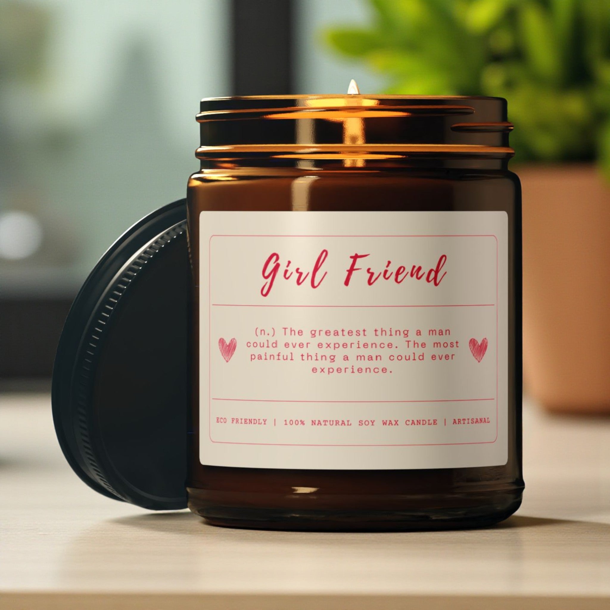 Girlfriend Scented Soy Wax Vegan Candle; 4oz/9oz