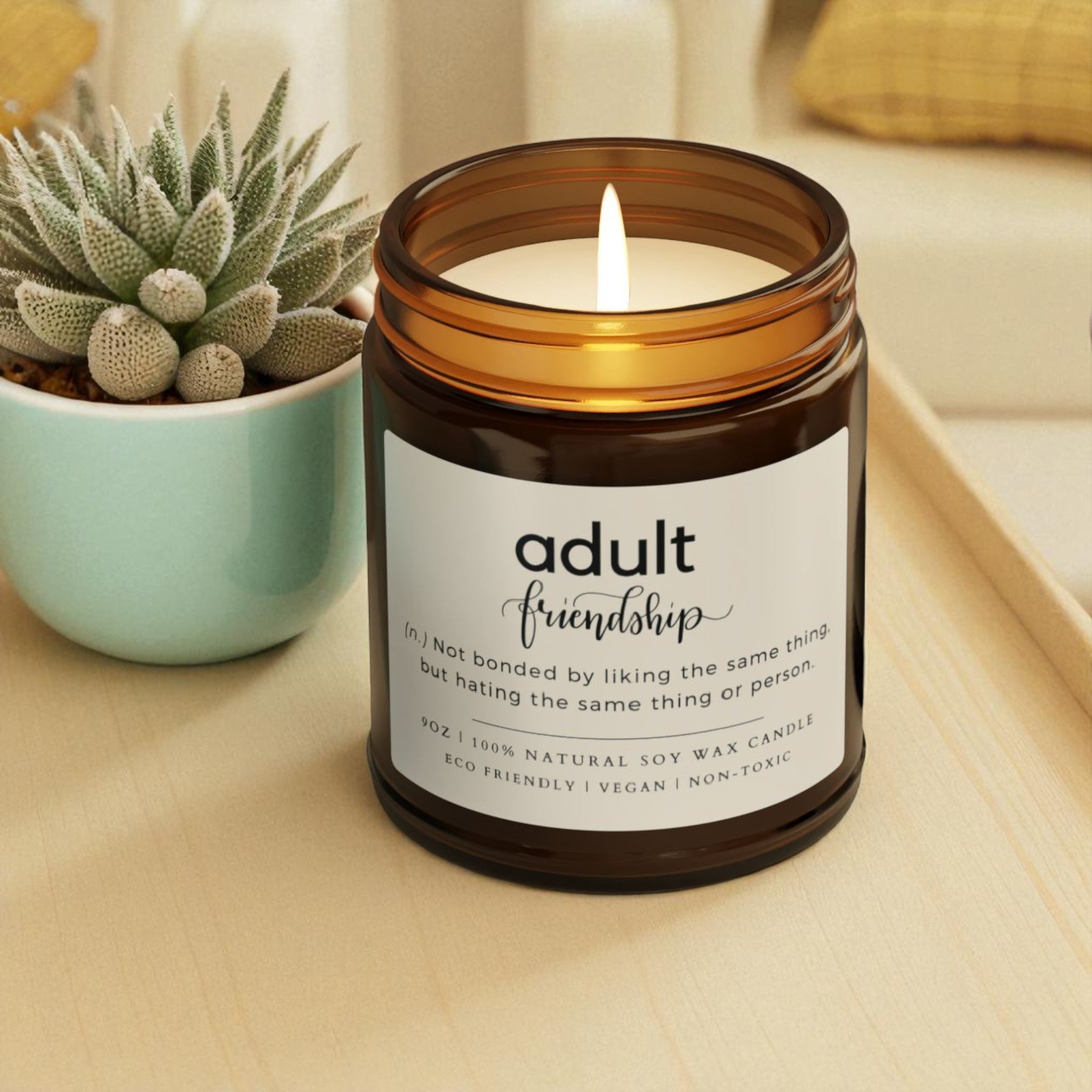 Adult Friendship Scented Soy Wax Vegan Jar Candle; 4oz/9oz