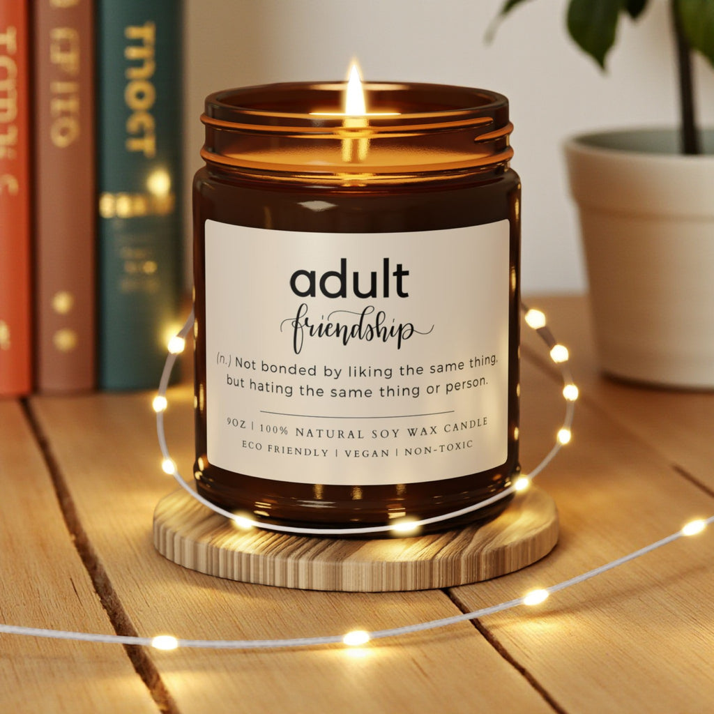 Adult Friendship Scented Soy Wax Vegan Jar Candle; 4oz/9oz