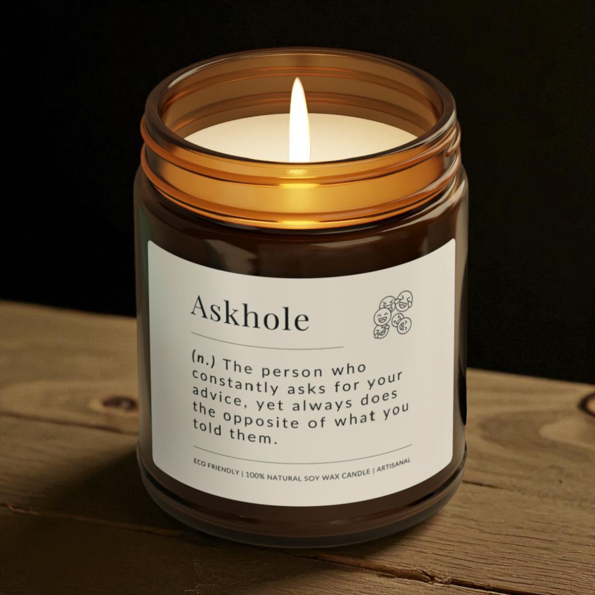 Askhole Scented Soy Wax Vegan Jar Candle; 4oz/9oz