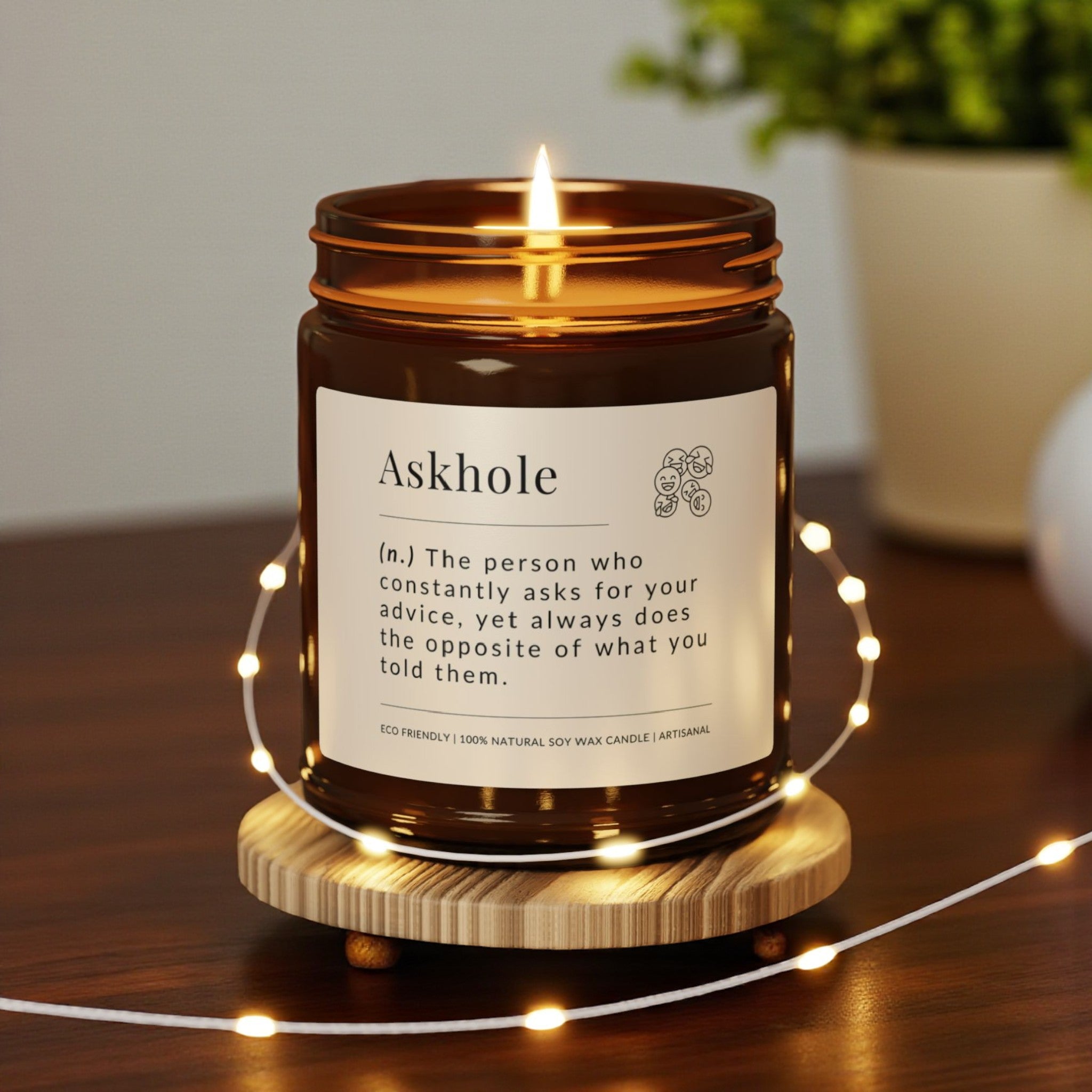 Askhole Scented Soy Wax Vegan Jar Candle; 4oz/9oz