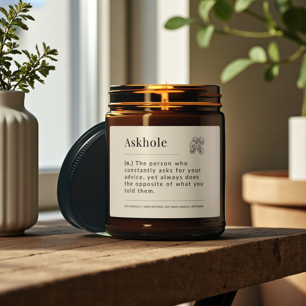 Askhole Scented Soy Wax Vegan Candle; 4oz/9oz