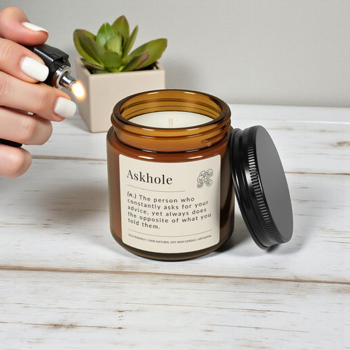 Askhole Scented Soy Wax Vegan Jar Candle; 4oz/9oz