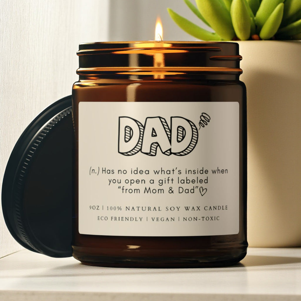Dad Scented Soy Wax Vegan Candle; 4oz/9oz