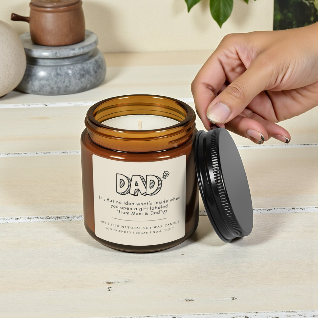 Dad Scented Soy Wax Vegan Candle; 4oz/9oz