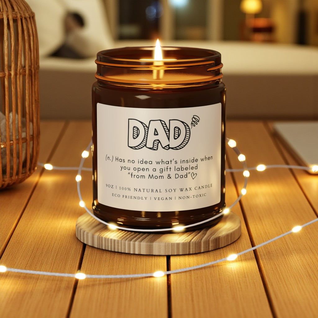 Dad Scented Soy Wax Vegan Candle; 4oz/9oz