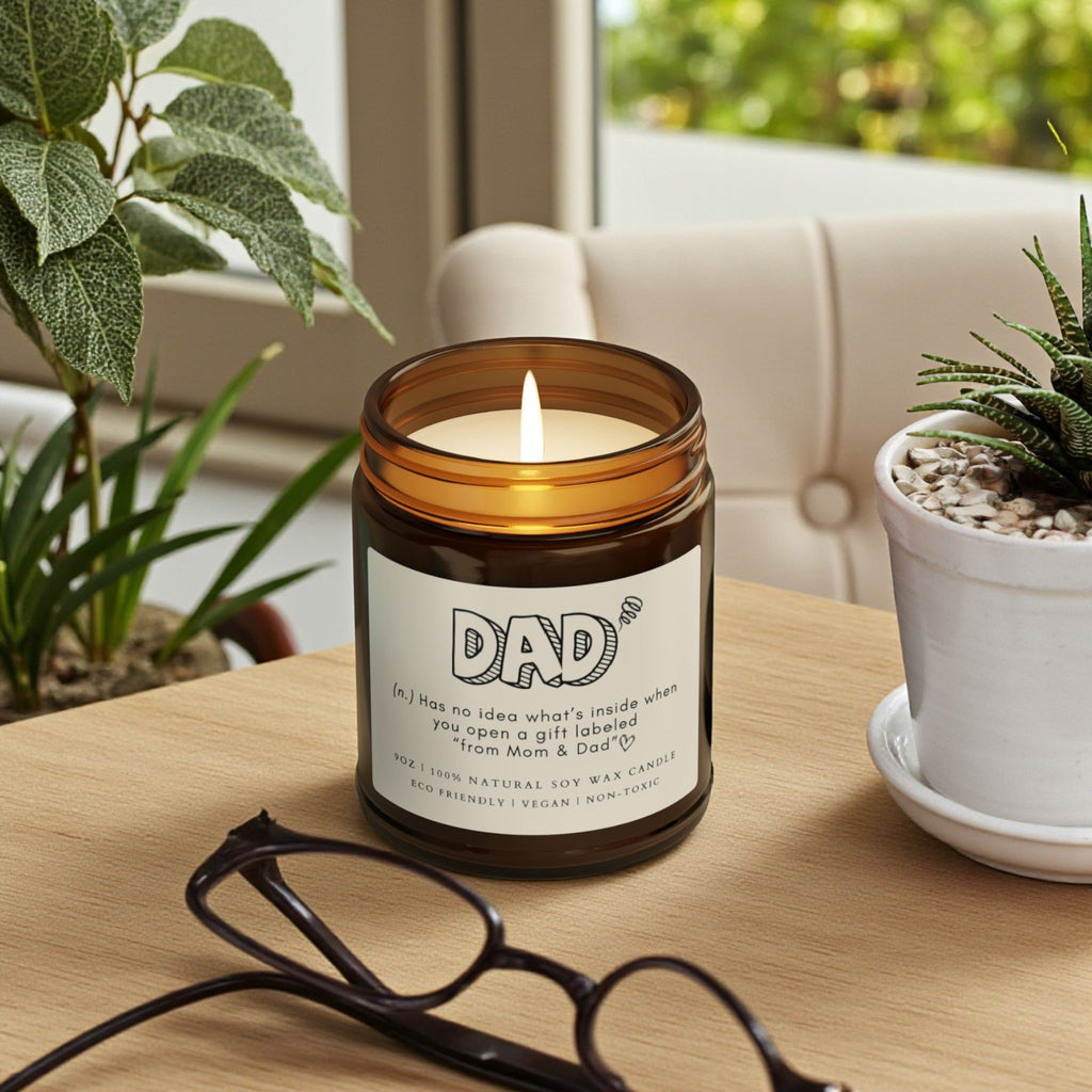 Dad Scented Soy Wax Vegan Candle; 4oz/9oz