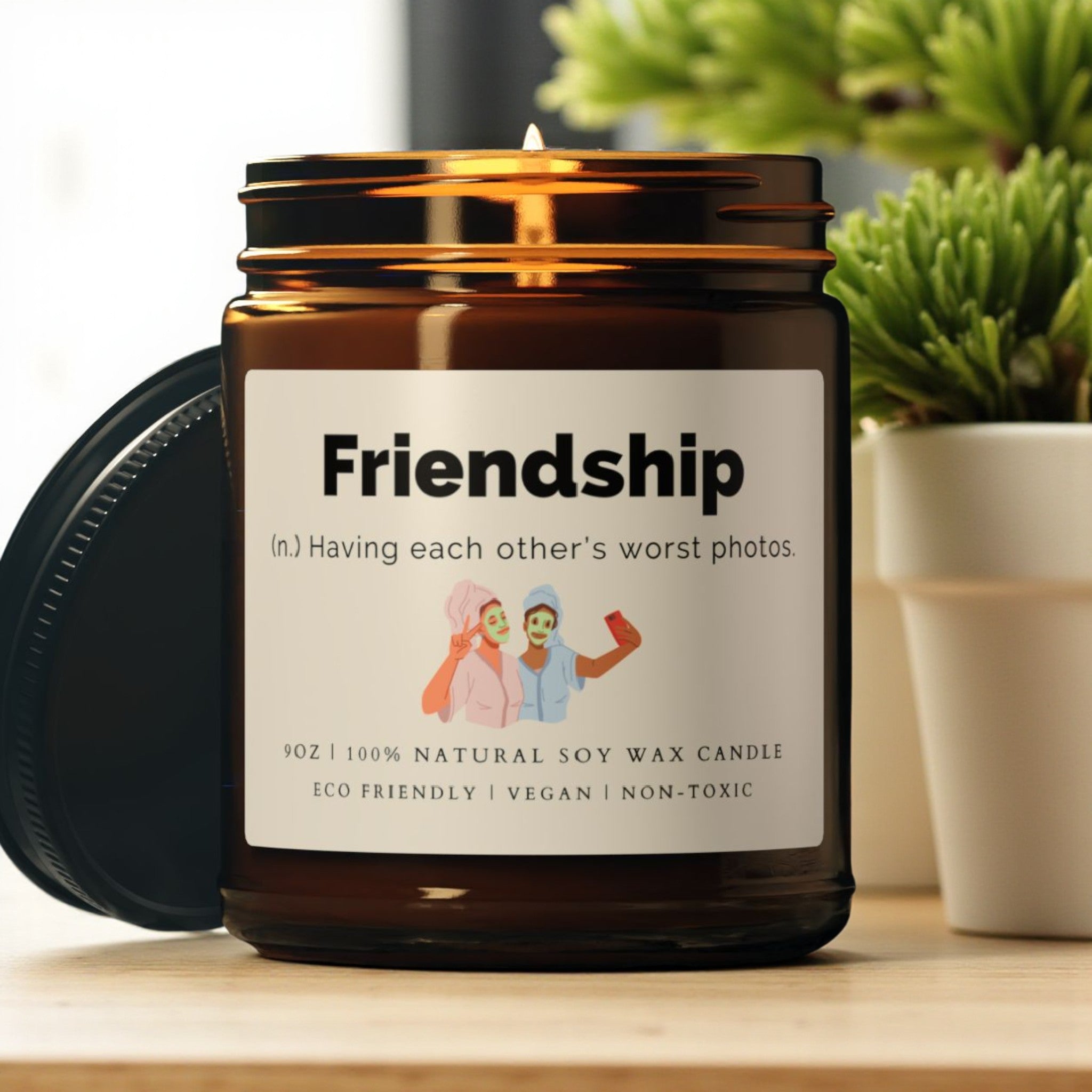 Friendship Scented Soy Wax Vegan Candle; 4oz/9oz