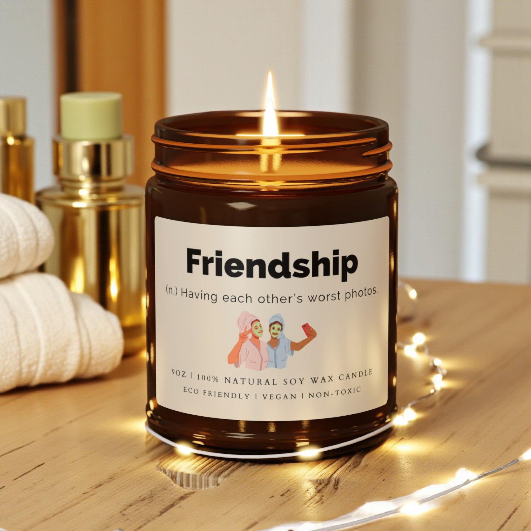 Friendship Scented Soy Wax Vegan Candle; 4oz/9oz