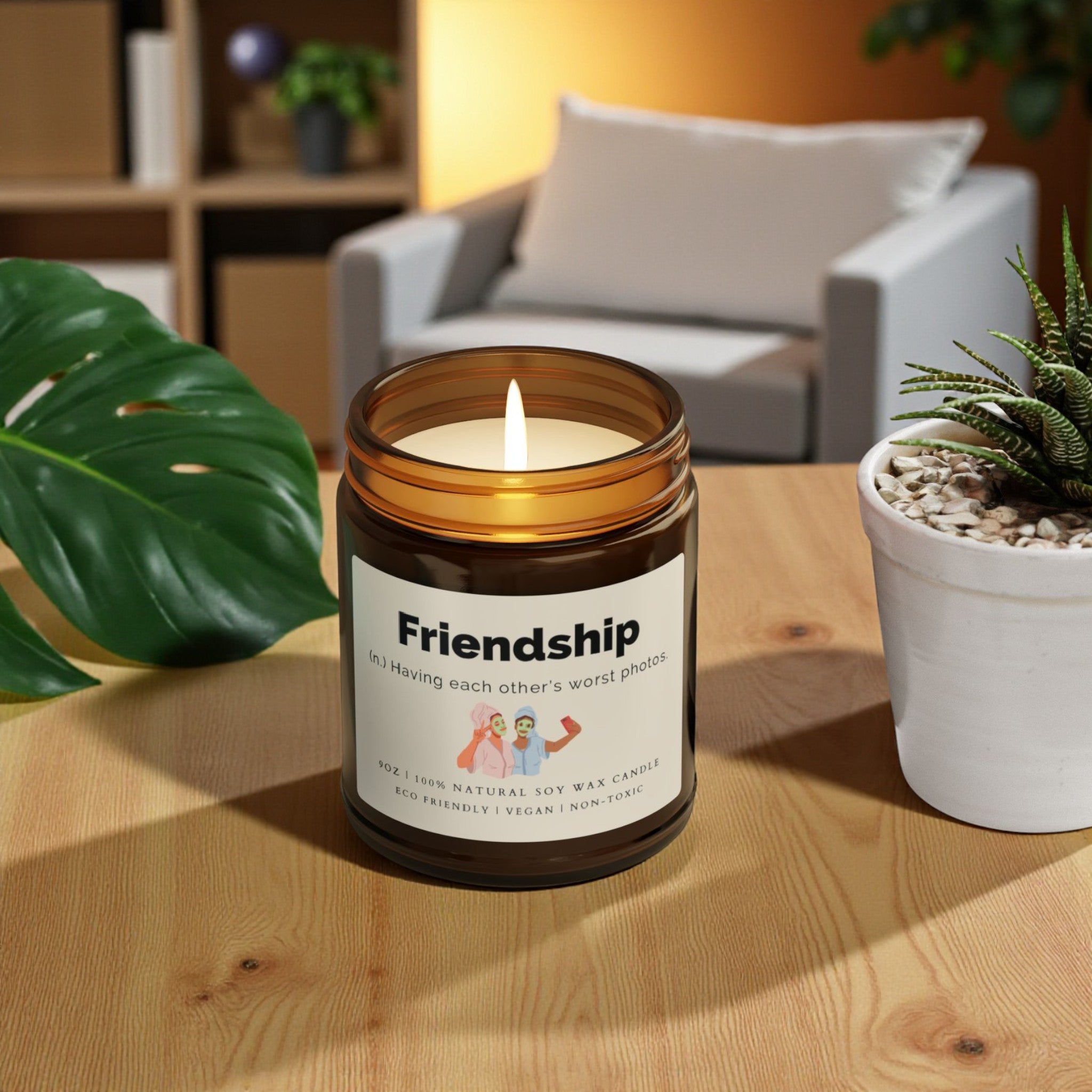 Friendship Scented Soy Wax Vegan Candle; 4oz/9oz