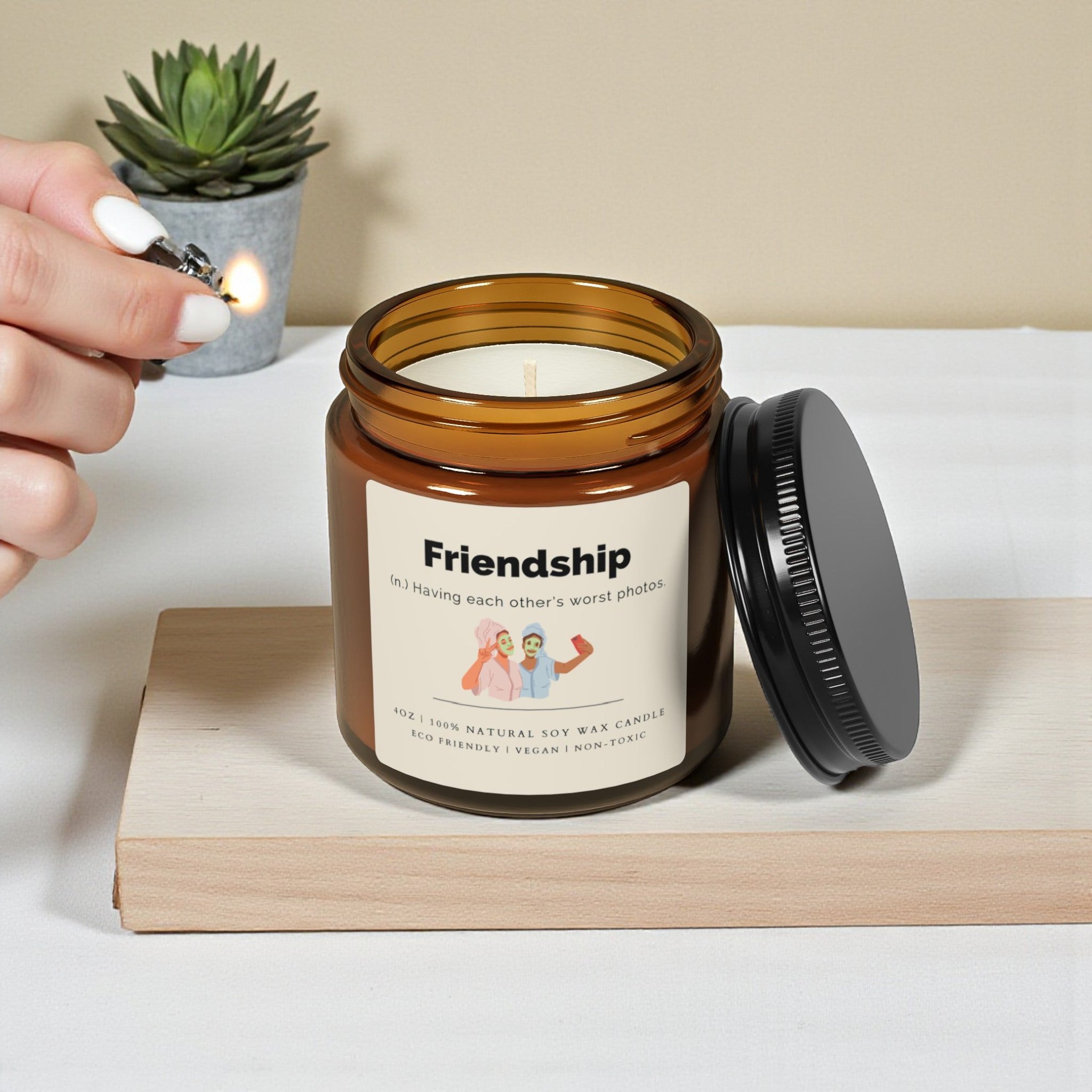 Friendship Scented Soy Wax Vegan Candle; 4oz/9oz