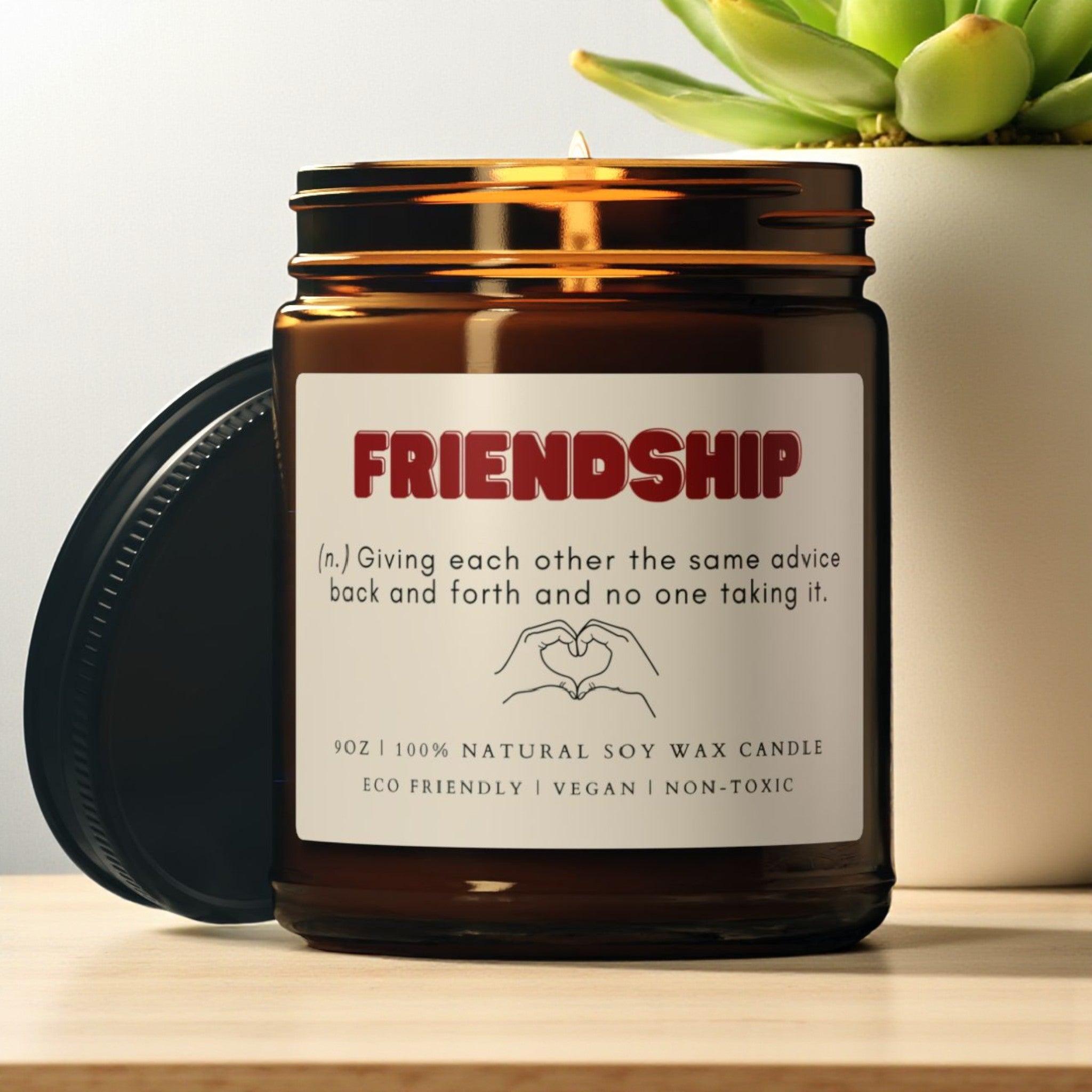 Friendship Scented Soy Wax Vegan Candle; 4oz/9oz