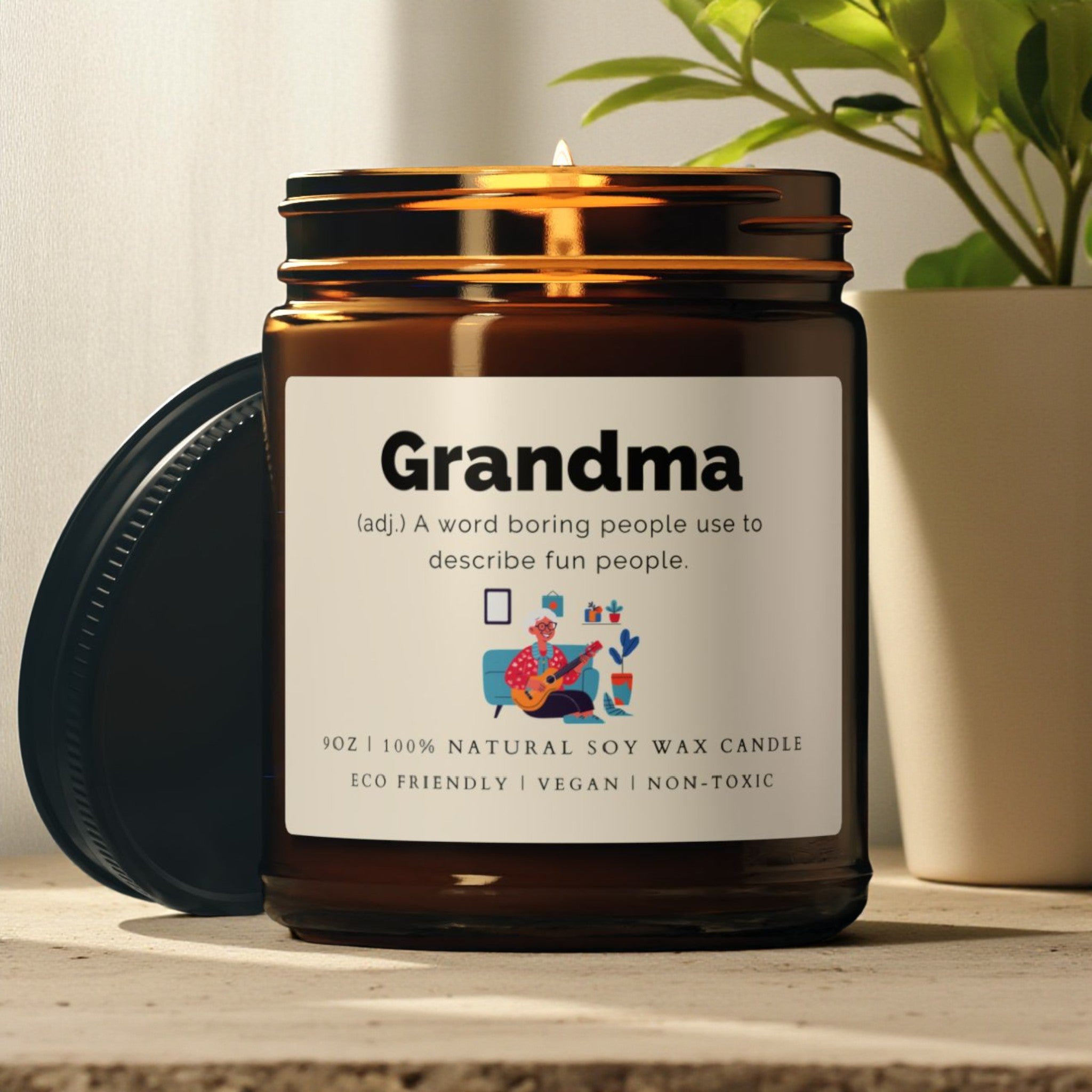 Grandma Scented Soy Wax Vegan Candle; 4oz/9oz