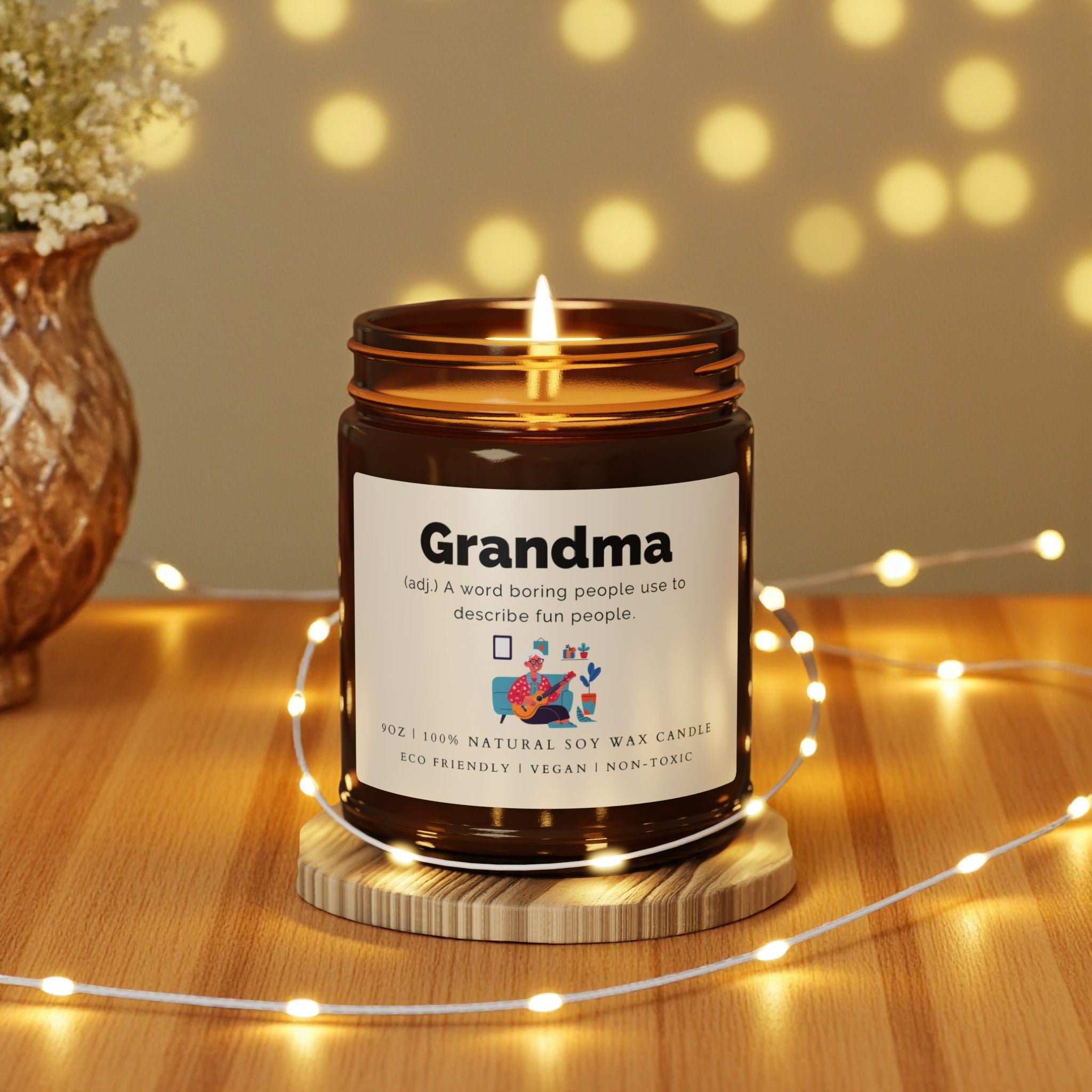 Grandma Scented Soy Wax Vegan Candle; 4oz/9oz