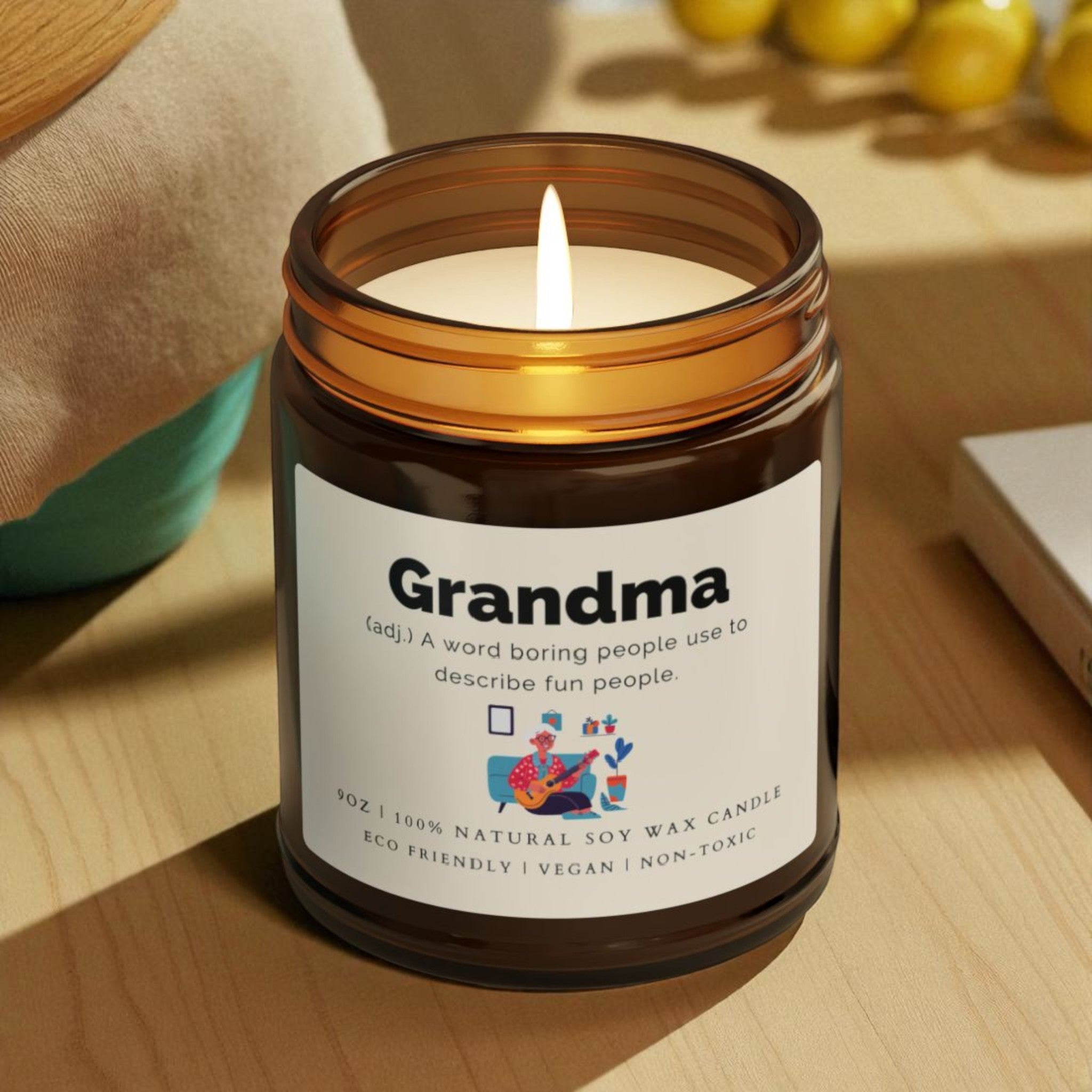 Grandma Scented Soy Wax Vegan Candle; 4oz/9oz