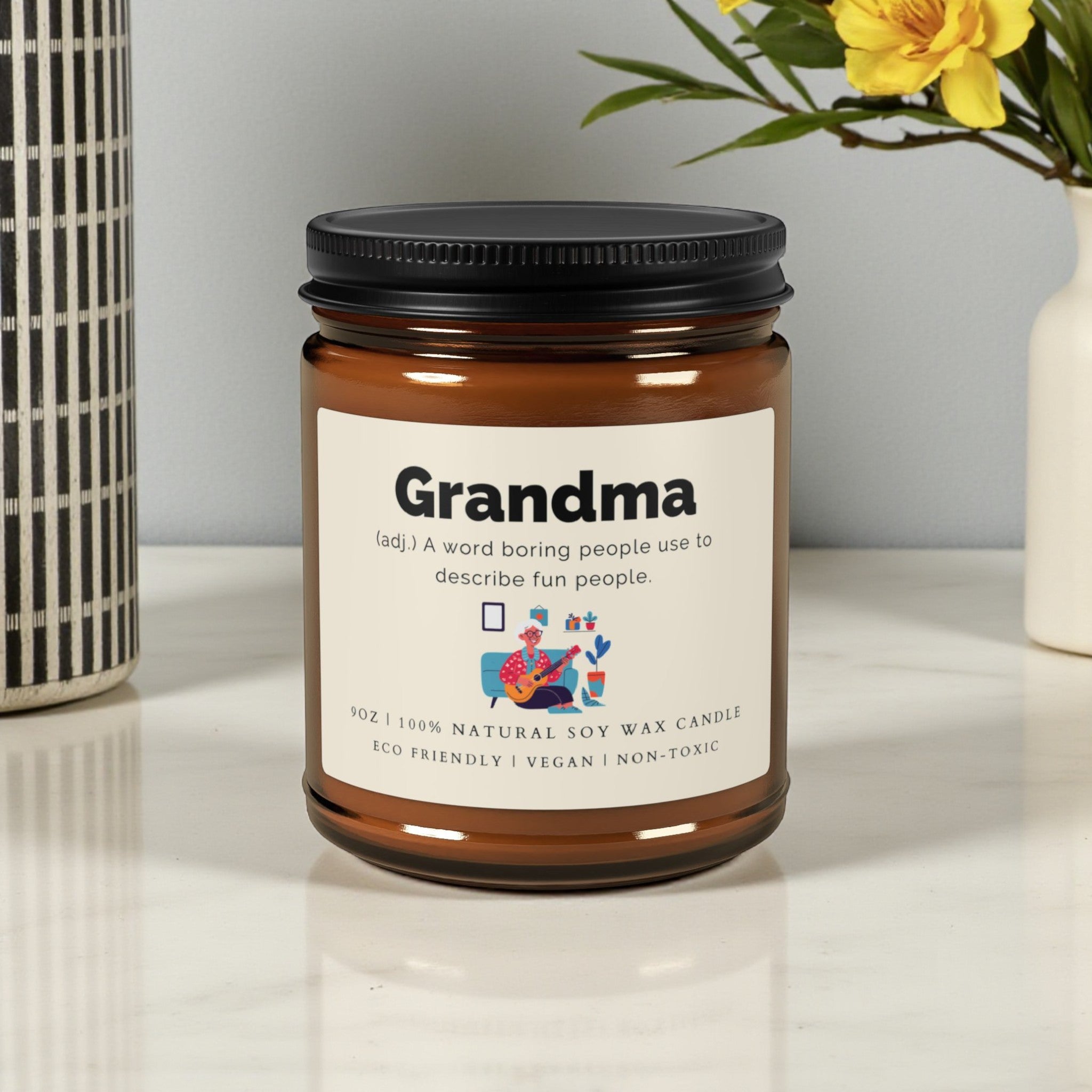 Grandma Scented Soy Wax Vegan Candle; 4oz/9oz