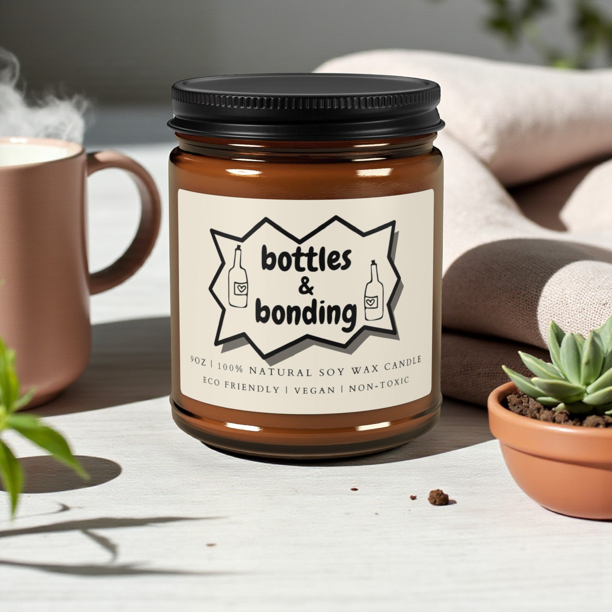 Bottles and Bonding Scented Soy Wax Vegan Jar Candle; 4oz/9oz