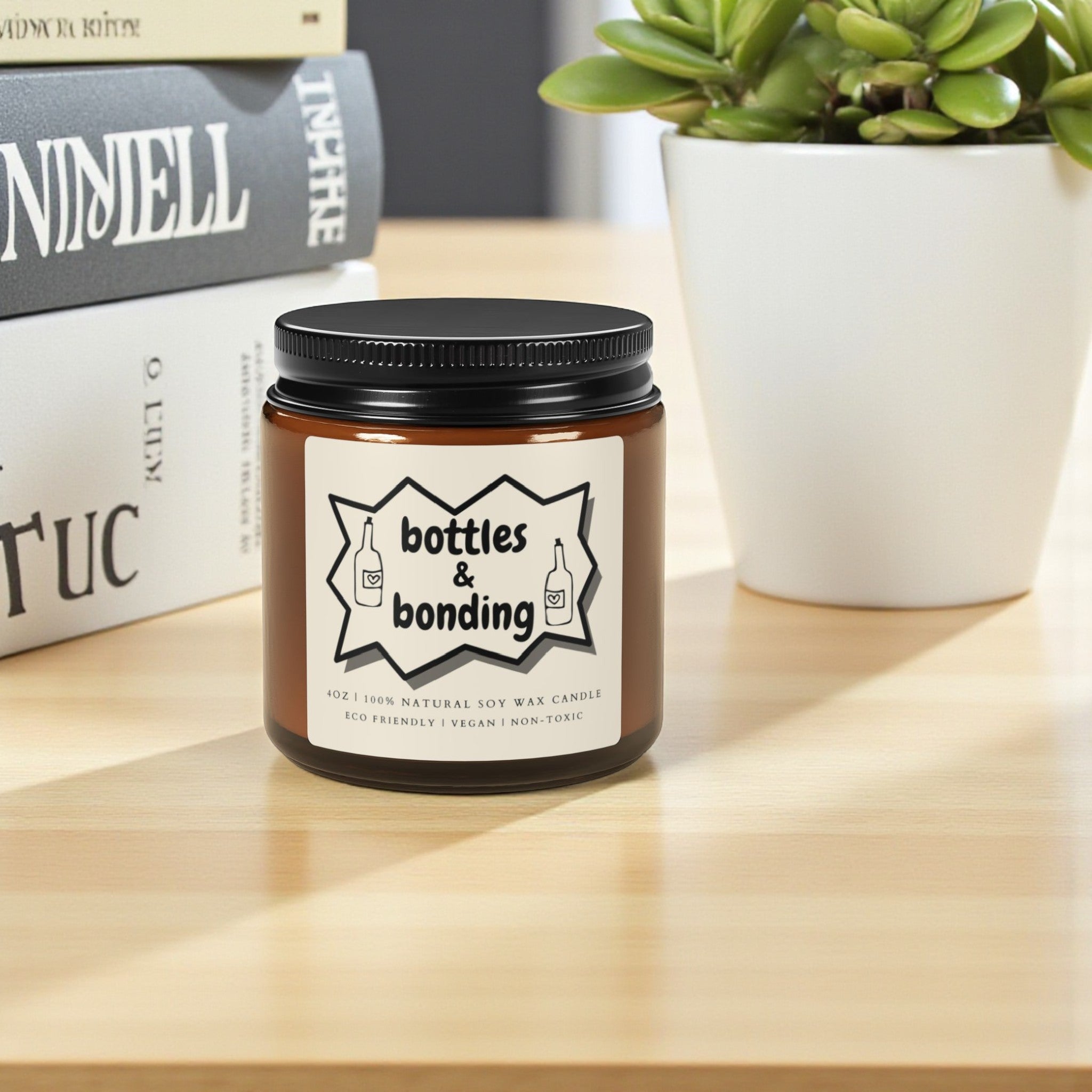 Bottles and Bonding Scented Soy Wax Vegan Jar Candle; 4oz/9oz