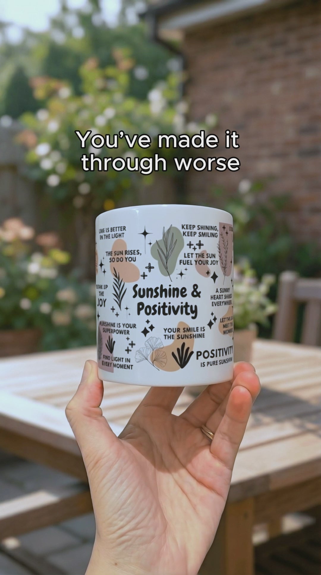 Sunshine and Positivity Mug; 11oz/15oz - Motivational Coffee Cup for Women